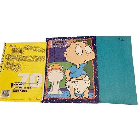 Vintage Preloved School Supplies Rugrats Folder Scrap Notebook Turquoise Folder - Picture 1 of 4